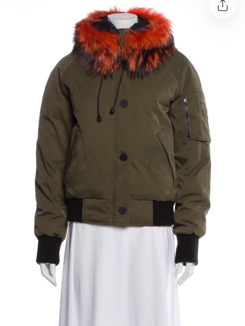 Olive Bomber Jacket with Orange-Trim Hood